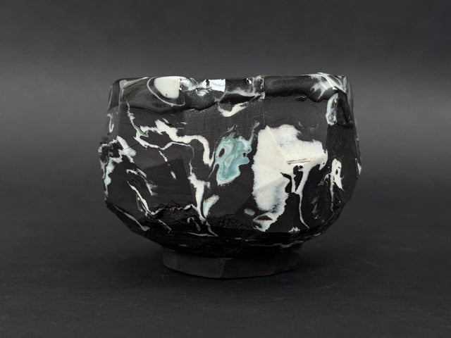 Porcelain Black Marbled Tea Bowl