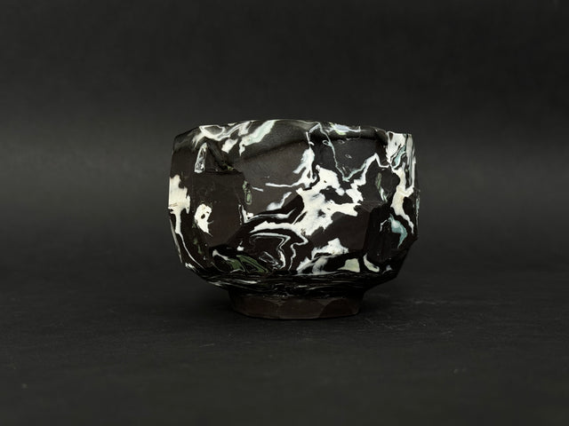 Porcelain Black Marbled Tea Bowl