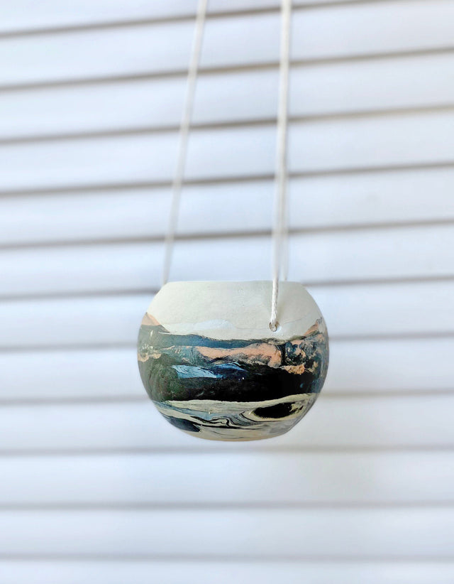 Hanging Planter Ceramic, Landscape Motif Series