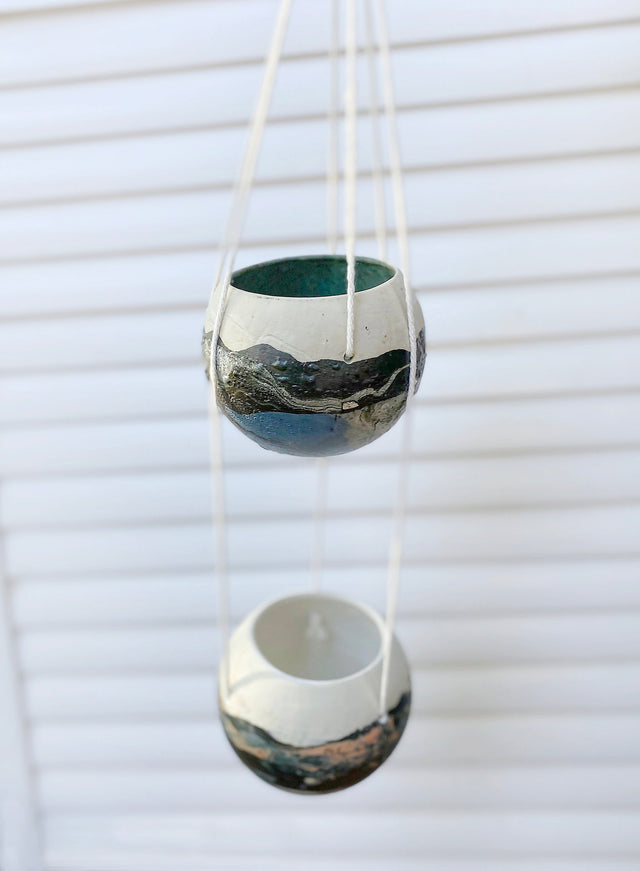 Hanging Planter Ceramic, Landscape Motif Series